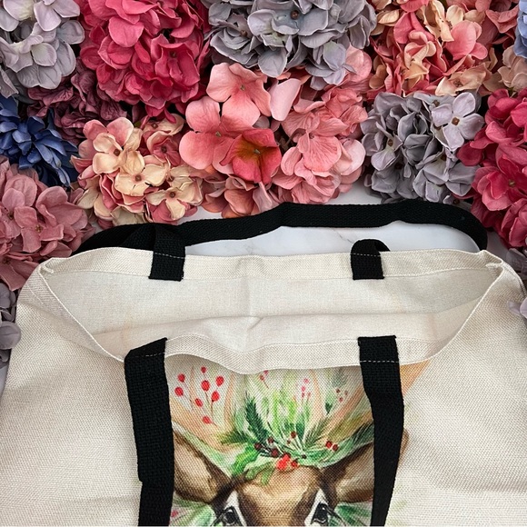 Eco-Friendly Folding Majestic Six Point Buck with Flowers Tote Bag - Picture 12 of 15